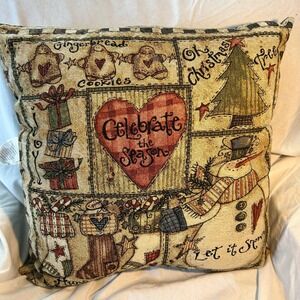 Mohawk Home Celebrate the Season Tapestry Christmas Pillow Pat Yuille 27x27 USA
